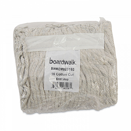 Mop Head, Cotton, Cut-End, White, 4-Ply, #16 Band, 12/Carton (CM02016S)