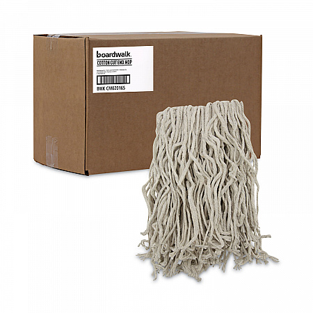 Mop Head, Cotton, Cut-End, White, 4-Ply, #16 Band, 12/Carton (CM02016S)