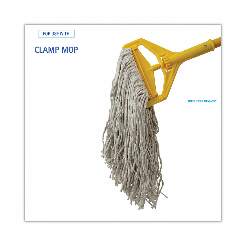 Banded Mop Head, Cotton, Cut-End, White, 16 oz, 12/Carton (CM20016)