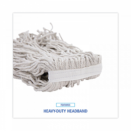 Banded Mop Head, Cotton, Cut-End, White, 16 oz, 12/Carton (CM20016)