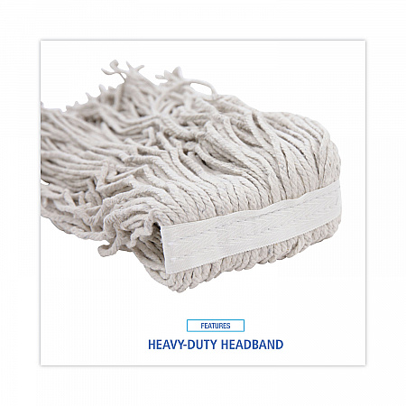 Banded Cotton Mop Heads, 24 oz, White, 12/Carton (CM20024)