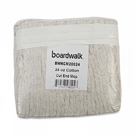 Banded Cotton Mop Heads, 24 oz, White, 12/Carton (CM20024)