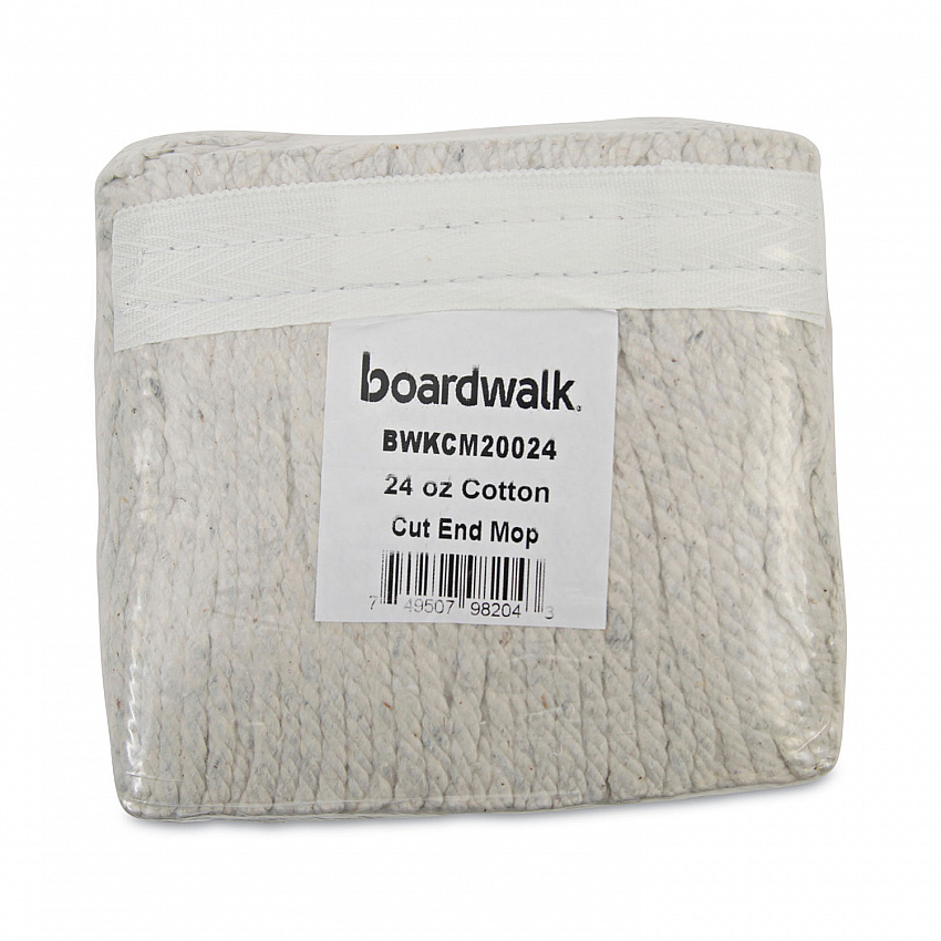 Banded Cotton Mop Heads, 24 oz, White, 12/Carton (CM20024)