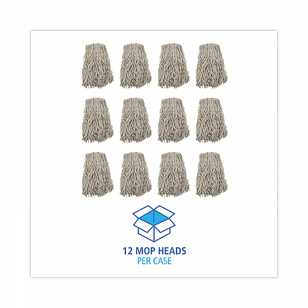 Banded Cotton Mop Heads, 24 oz, White, 12/Carton (CM20024)