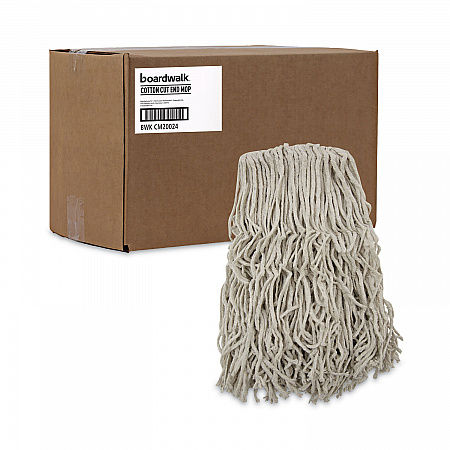 Banded Cotton Mop Heads, 24 oz, White, 12/Carton (CM20024)