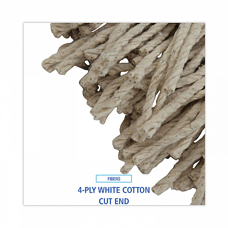 Mop Head, Cotton, Cut-End, White, 4-Ply, 32 oz, 12/Carton (CM20032)