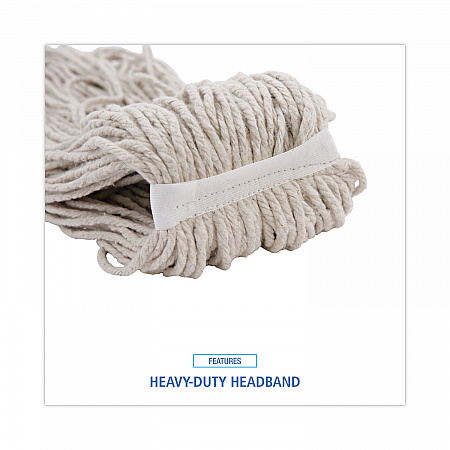 Mop Head, Cotton, Cut-End, White, 4-Ply, 32 oz, 12/Carton (CM20032)