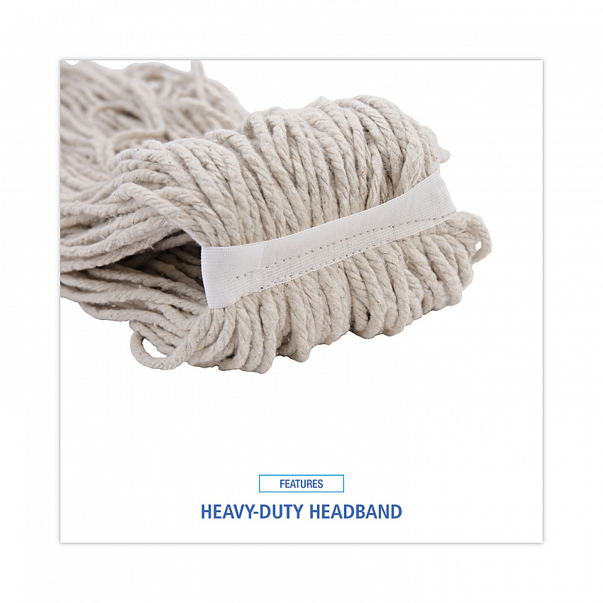 Mop Head, Cotton, Cut-End, White, 4-Ply, 32 oz, 12/Carton (CM20032)