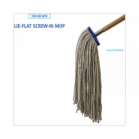 Mop Head, Lie-Flat Head, Cotton Fiber, 24 oz., White, 12/Carton (CM22024)
