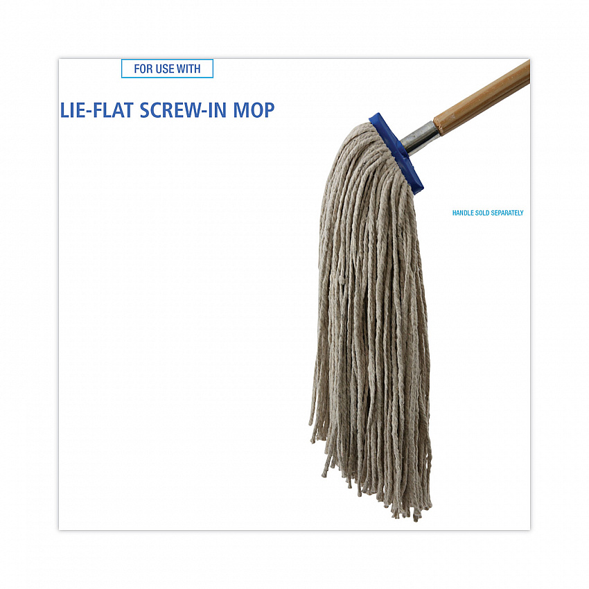 Mop Head, Lie-Flat Head, Cotton Fiber, 24 oz., White, 12/Carton (CM22024)