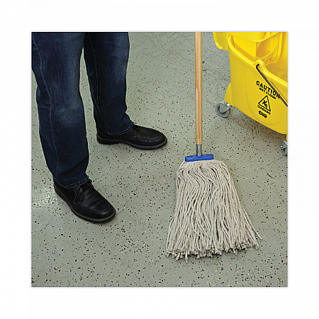 Mop Head, Lie-Flat Head, Cotton Fiber, 24 oz., White, 12/Carton (CM22024)