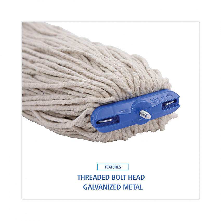 Mop Head, Lie-Flat Head, Cotton Fiber, 24 oz., White, 12/Carton (CM22024)