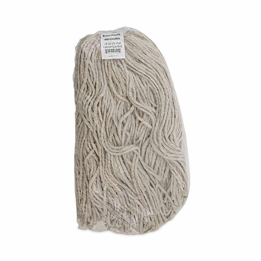 Mop Head, Lie-Flat Head, Cotton Fiber, 24 oz., White, 12/Carton (CM22024)