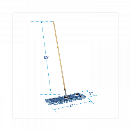 Dry Mopping Kit, 24 x 5 Blue Synthetic Head, 60