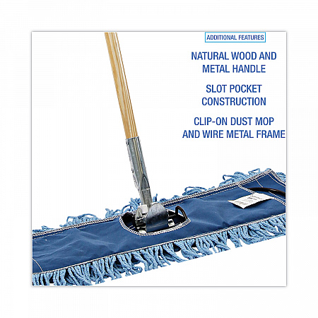 Dry Mopping Kit, 24 x 5 Blue Synthetic Head, 60