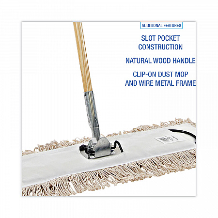 Cotton Dry Mopping Kit, 24 x 5 Natural Cotton Head, 60