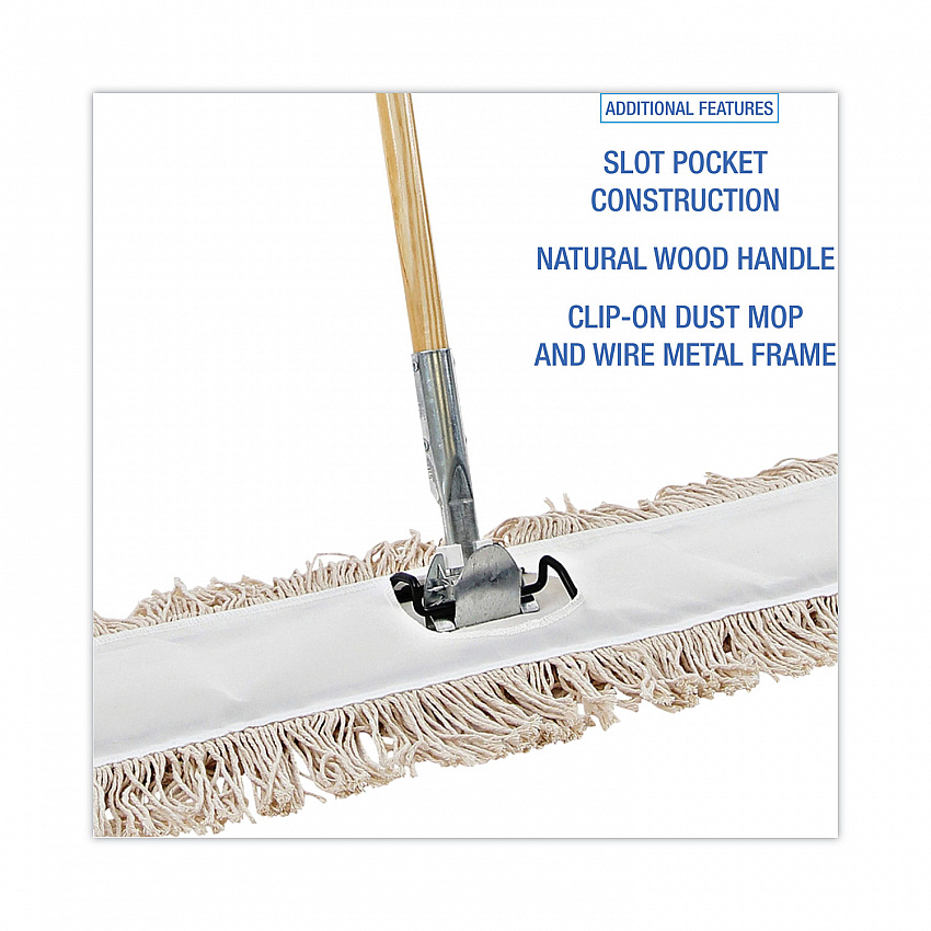 Cotton Dry Mopping Kit, 36 x 5 Natural Cotton Head, 60" Natural Wood Handle (M365C)