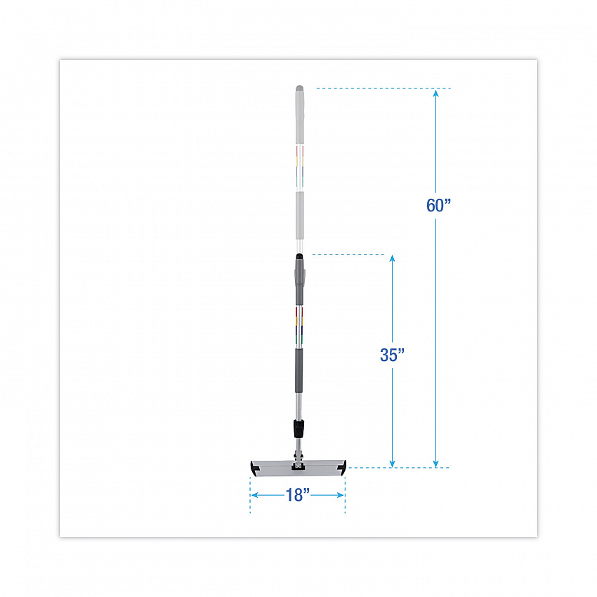 Microfiber Cleaning Kit, 18" Blue/Green Microfiber Head, 35" to 60" Gray Aluminum Handle (MFKIT)