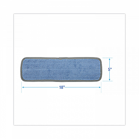 Microfiber Wet Mop Head, Blue, 18 x 5, Split Microfiber, Hook and Loop Back, Dozen (MFM185BCFDZ)