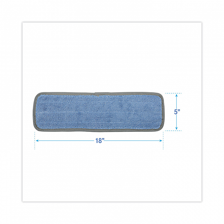 Microfiber Wet Mop Head, Blue, 18 x 5, Split Microfiber, Hook and Loop Back, Dozen (MFM185BCFDZ)