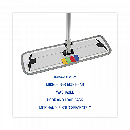 Microfiber Wet Mop Head, Blue, 18 x 5, Split Microfiber, Hook and Loop Back, Dozen (MFM185BCFDZ)