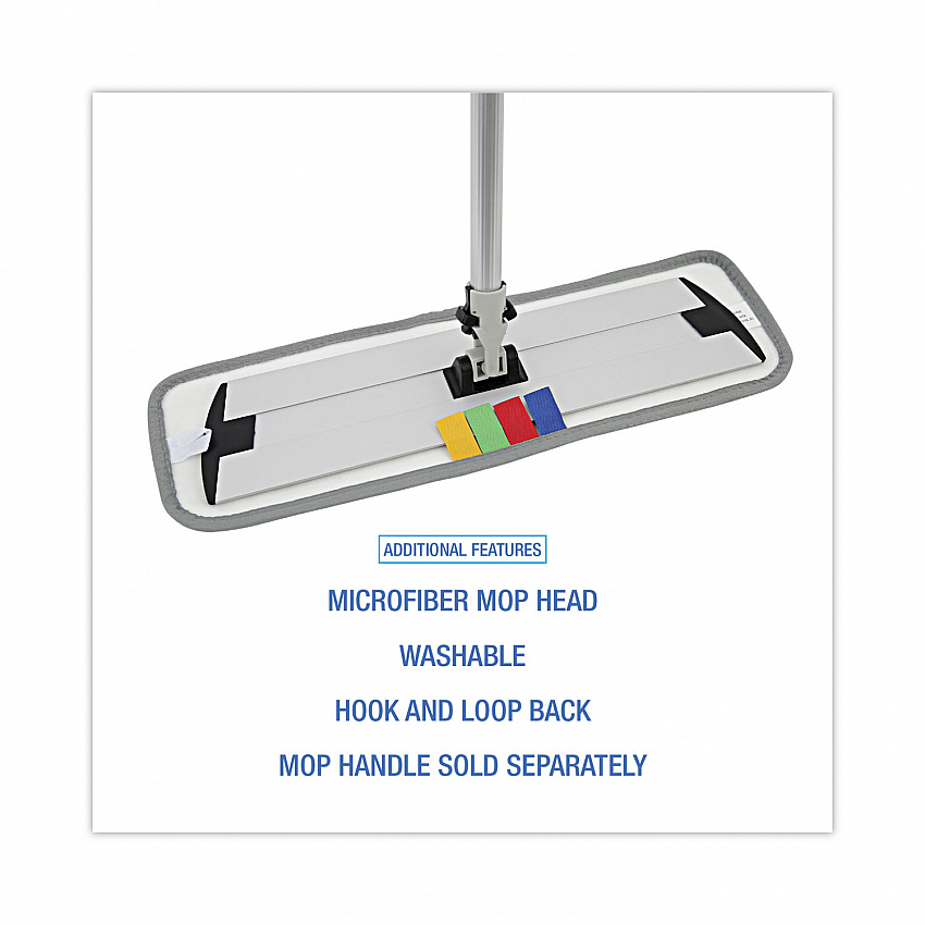Microfiber Wet Mop Head, Blue, 18 x 5, Split Microfiber, Hook and Loop Back, Dozen (MFM185BCFDZ)
