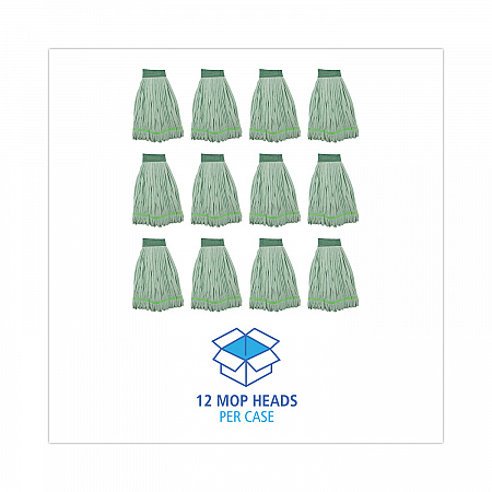 Microfiber Looped-End Wet Mop Head, Large, Green, 12/Carton (MWTLGCT)