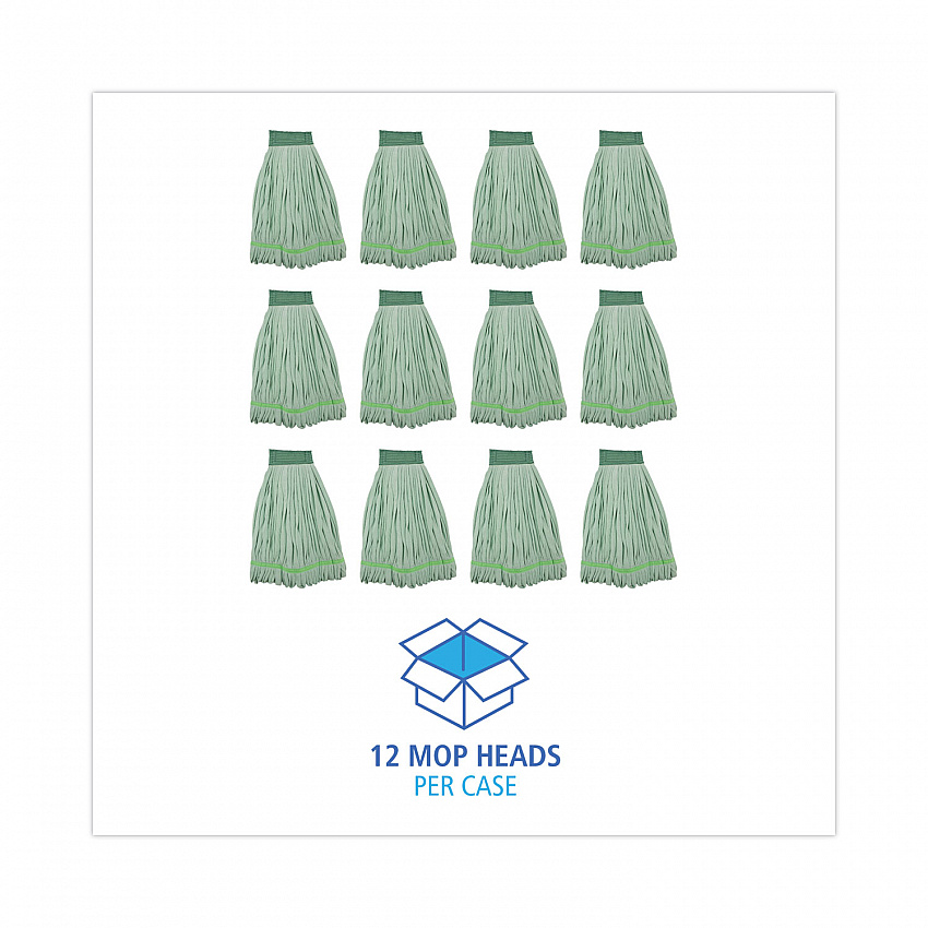 Microfiber Looped-End Wet Mop Head, Large, Green, 12/Carton (MWTLGCT)