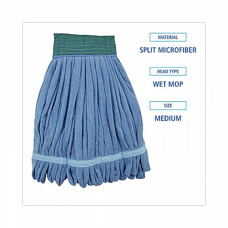 Microfiber Looped-End Wet Mop Heads, Medium, Blue, 12/Carton, 12/Carton (MWTMBCT)