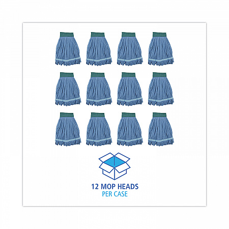 Microfiber Looped-End Wet Mop Heads, Medium, Blue, 12/Carton, 12/Carton (MWTMBCT)