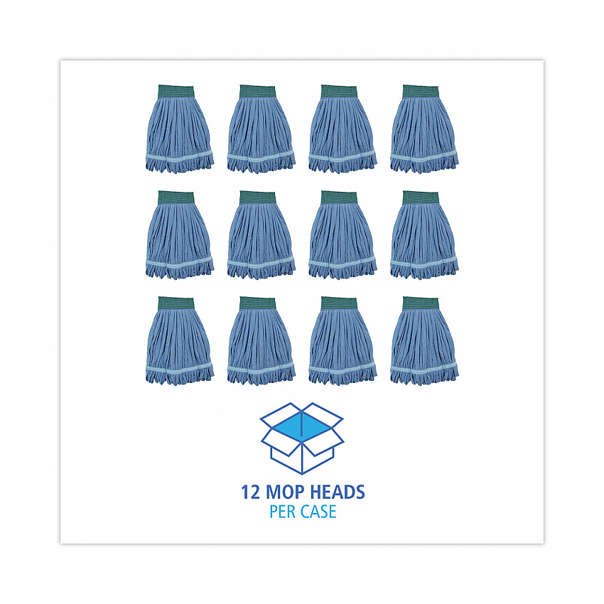 Microfiber Looped-End Wet Mop Heads, Medium, Blue, 12/Carton, 12/Carton (MWTMBCT)