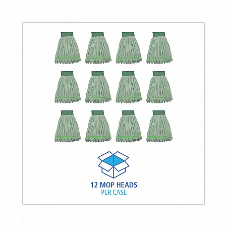 Microfiber Looped-End Wet Mop Heads, Medium, Green, 12/Carton (MWTMGCT)