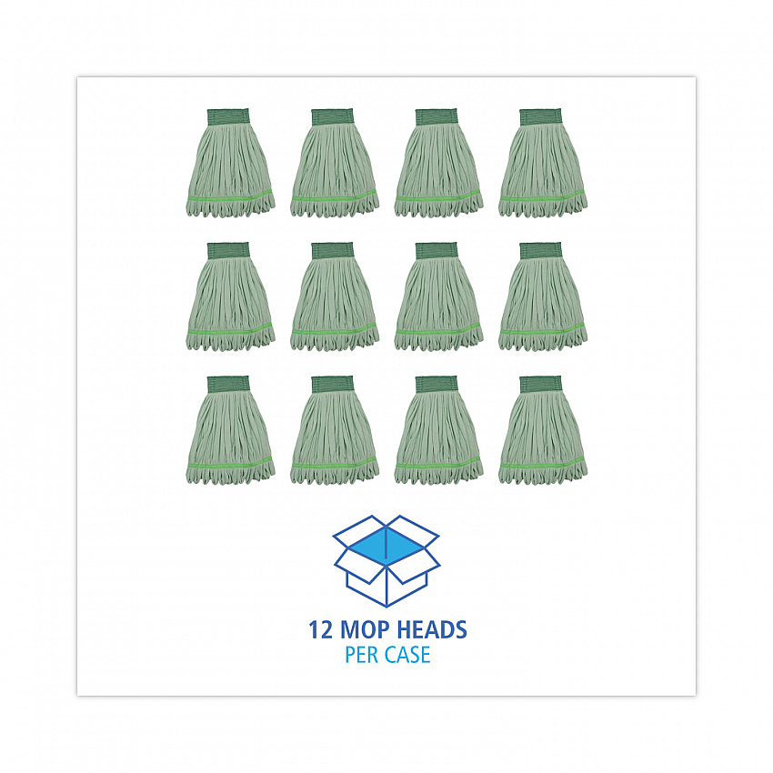 Microfiber Looped-End Wet Mop Heads, Medium, Green, 12/Carton (MWTMGCT)