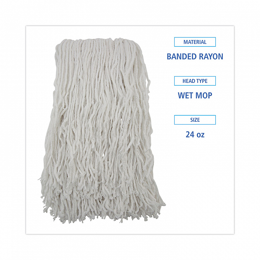 Cut-End Wet Mop Heads, Rayon, White, 12/Carton (RM03032S)