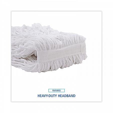 Banded Rayon Cut-End Mop Heads, #24, White, 1.25