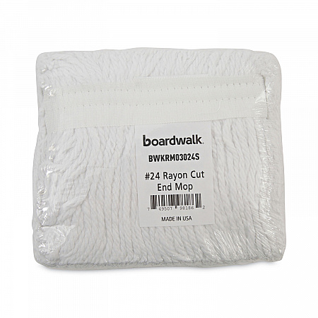Banded Rayon Cut-End Mop Heads, #24, White, 1.25
