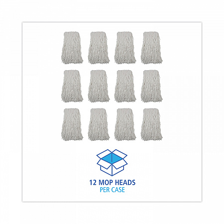 Banded Rayon Cut-End Mop Heads, #24, White, 1.25