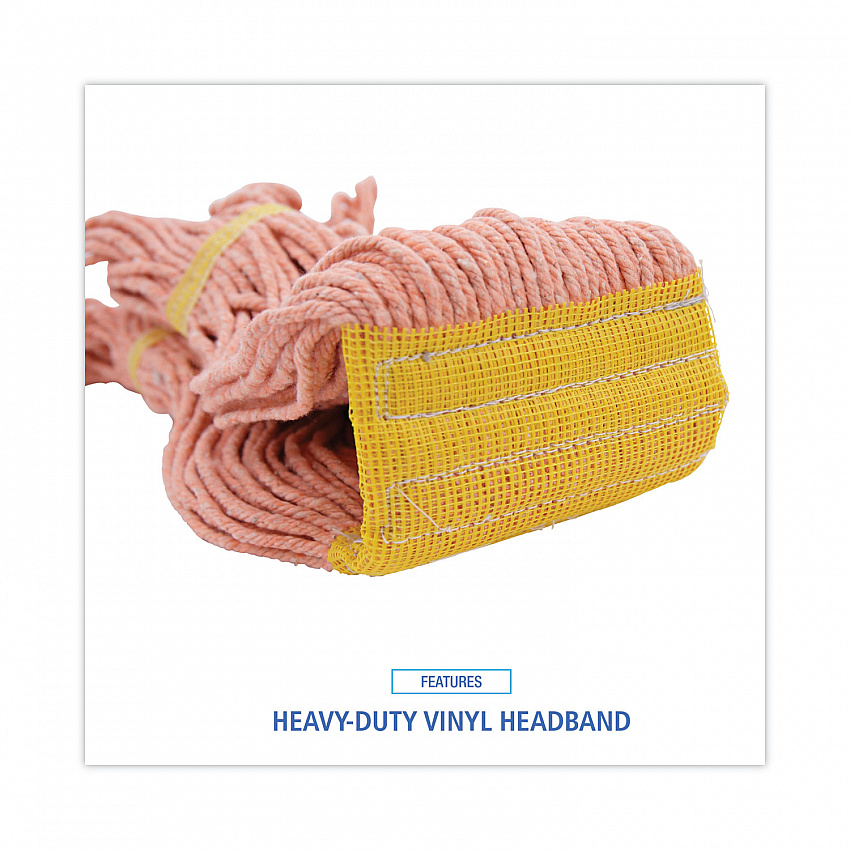 Super Loop Wet Mop Head, Cotton/Synthetic Fiber, 5" Headband, Small Size, Orange, 12/Carton (501OR)