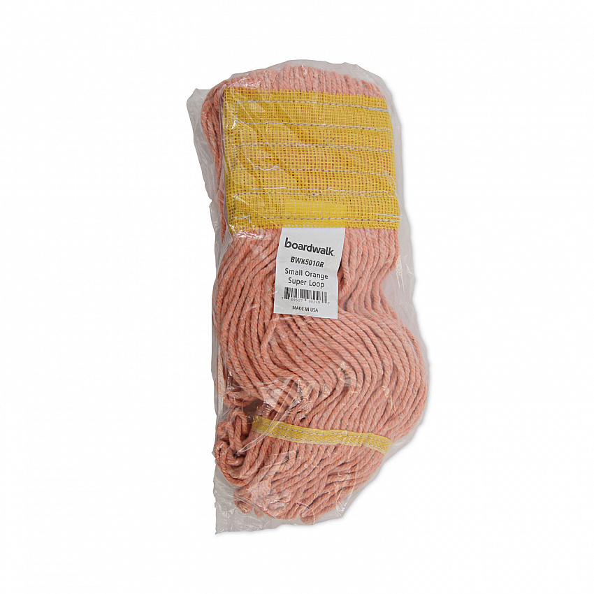 Super Loop Wet Mop Head, Cotton/Synthetic Fiber, 5" Headband, Small Size, Orange, 12/Carton (501OR)
