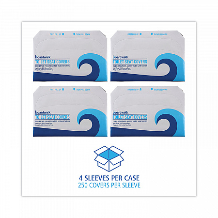 Premium Half-Fold Toilet Seat Covers, 14.17 x 16.73, White, 250/Sleeve, 4 Sleeves/Carton (K1000B)