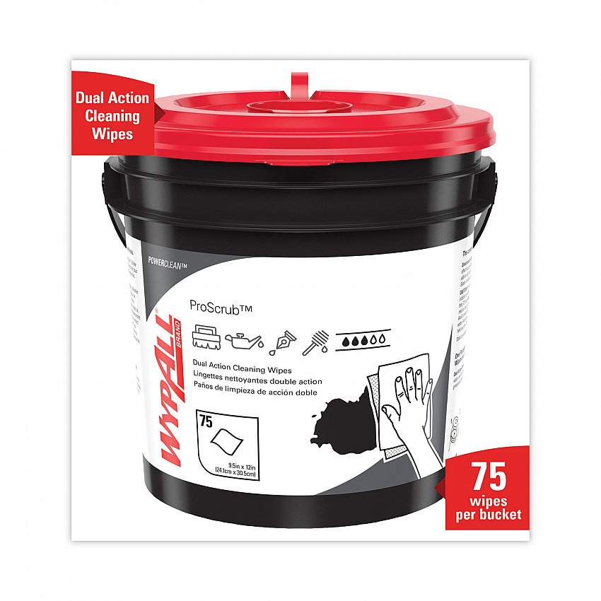 Power Clean ProScrub Pre-Saturated Wipes, Cloth, 9.5 x 12, Citrus Scent, Green, 75/Bucket (91371EA)