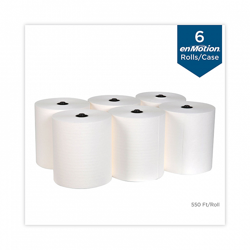 enMotion Flex Paper Towel Roll, 1-Ply, White, 8.2" x 550 ft, 6 Rolls/Carton (89720)