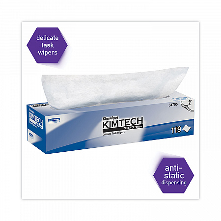 Kimwipes Delicate Task Wipers, 2-Ply, 11.8 x 11.8, Unscented, White, 120/Box, 15 Boxes/Carton (34705)