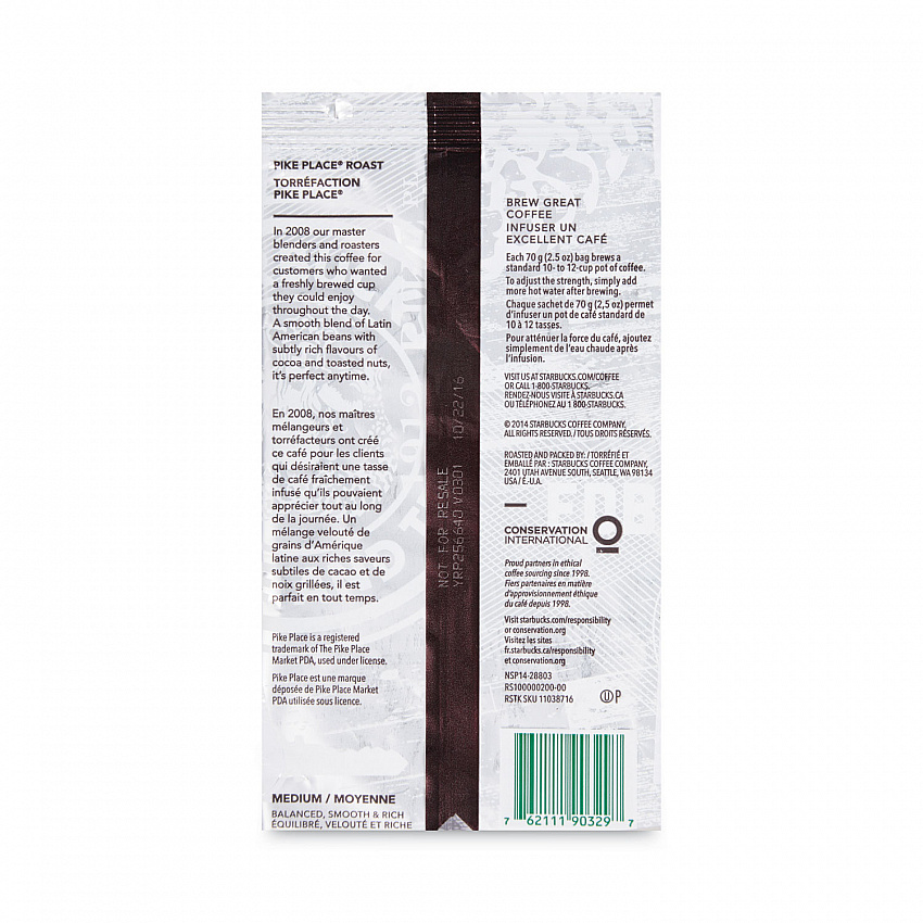 Coffee, Pike Place, 2.5 oz Packet, 18/Box (11018197)