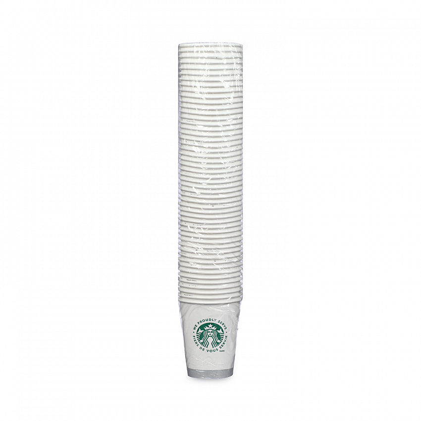Hot Cups, 12 oz, Paper, White with Green Starbucks Logo, 1,000/Carton (11098806)
