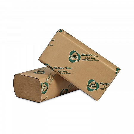 Recycled Multifold Paper Towels, 1-Ply, 9.5 x 9.5, Natural Kraft, 250/Pack, 16 Packs/Carton (APVEK416)
