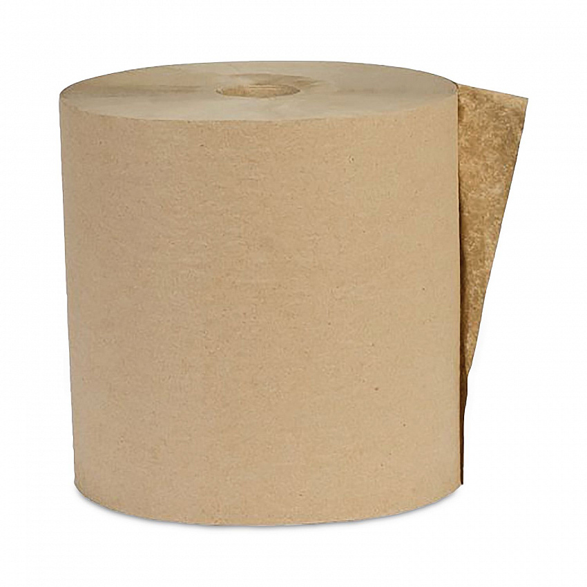 Recycled Hardwound Paper Towels, 1-Ply, 8" x 600 ft, 1.6 Core, Kraft, 12 Rolls/Carton (EK6016)
