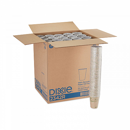 EcoSmart Recycled Fiber Hot/Cold Cups, 12 oz, Paper, Kraft/Green, 50/Sleeve, 20 Sleeves/Carton (2342R)