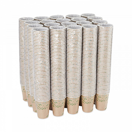 EcoSmart Recycled Fiber Hot/Cold Cups, 12 oz, Paper, Kraft/Green, 50/Sleeve, 20 Sleeves/Carton (2342R)