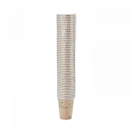 EcoSmart Recycled Fiber Hot/Cold Cups, 12 oz, Paper, Kraft/Green, 50/Sleeve, 20 Sleeves/Carton (2342R)